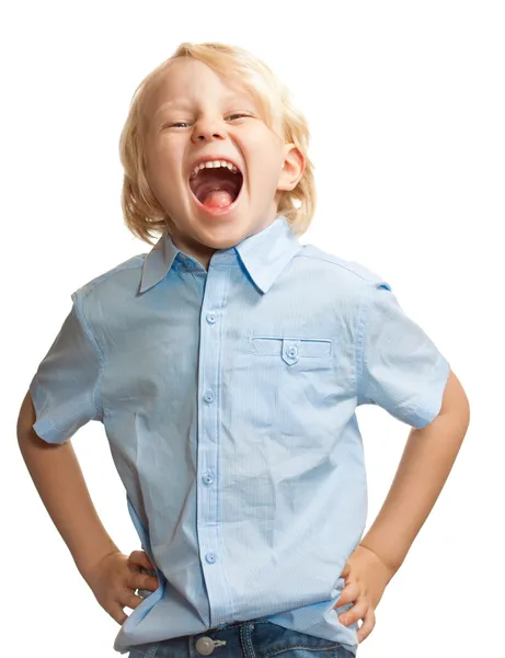Симпатичный мальчик кричит — стоковое фото