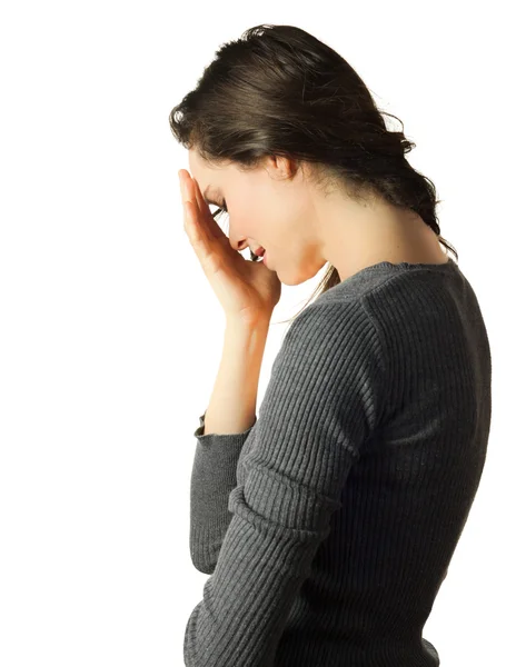 Sad and depressed woman crying — Stock Photo, Image