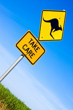 Closeup of kangaroo road sign clipart