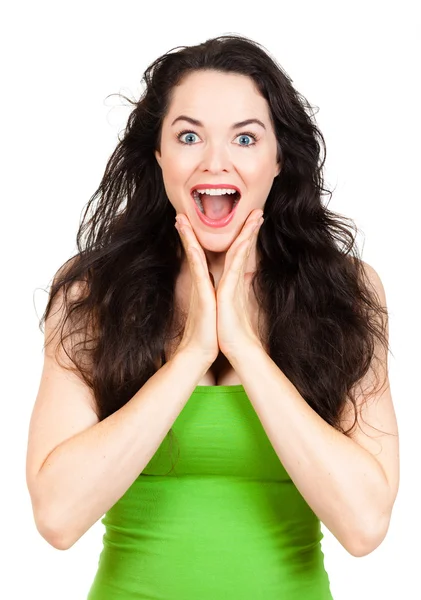 Mujer feliz sorprendida — Foto de Stock