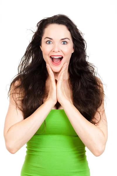 Mujer feliz sorprendida — Foto de Stock
