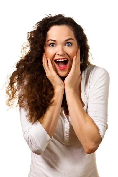Beautiful young surprised woman — Stock Photo, Image