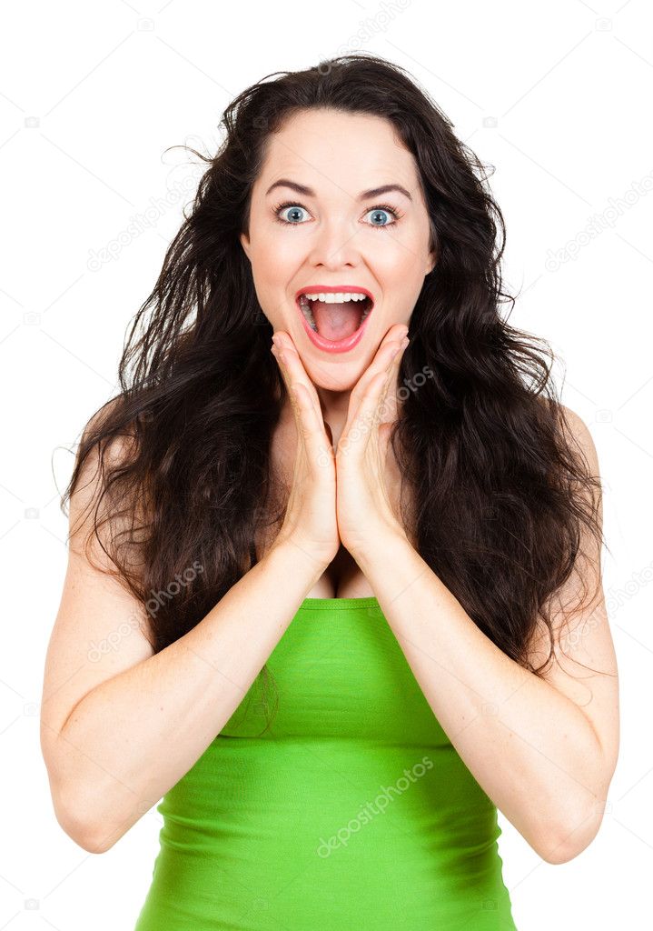 Happy surprised woman