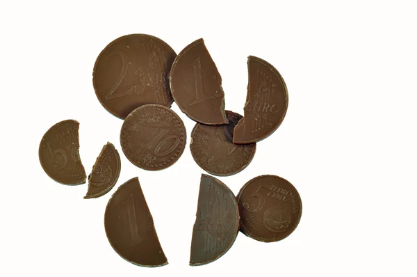 Chocolates sob a forma de Euro — Fotografia de Stock