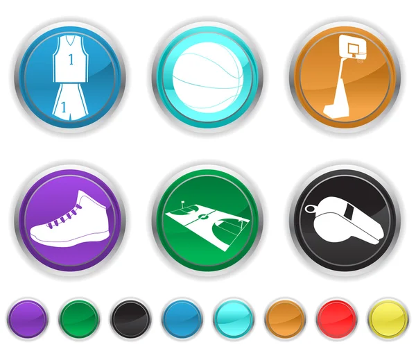 Basketball-Icons, jedes Farb-Icon wird auf einer anderen Ebene gesetzt — Stockvektor