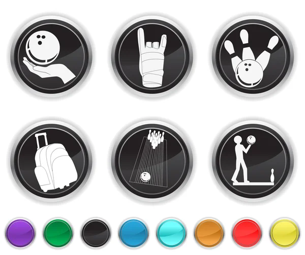 Значки для боулинга, каждый цветовой значок установлен на разном слое Лицензионные Стоковые Векторы