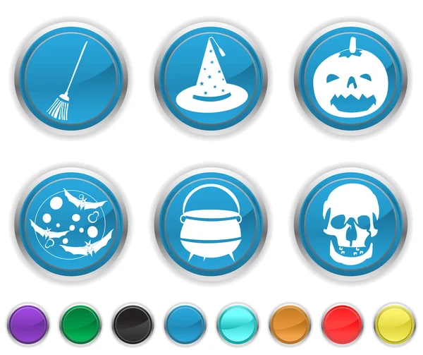 Iconos de Halloween, cada icono de color se establece en una capa diferente — Archivo Imágenes Vectoriales