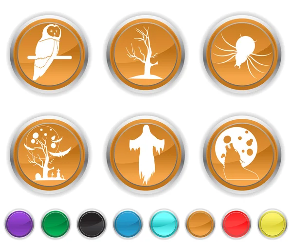 Cadılar Bayramı simgeleri, her renk Icons set farklı bir katmanda — Stok Vektör