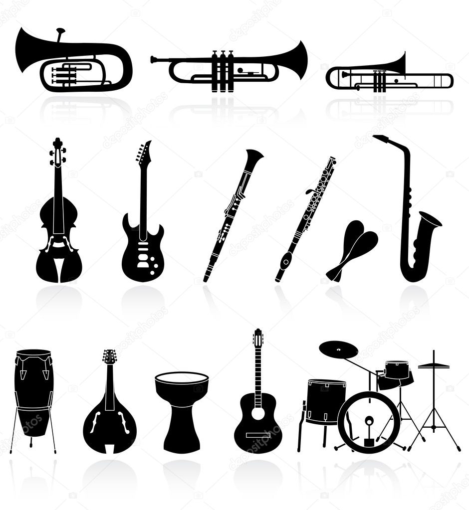 Musical instrument icons,easy to edit or re size