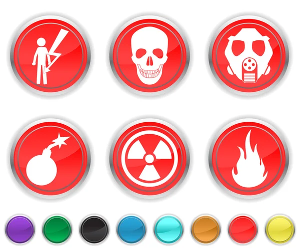 Tehlikeyi simgeler, her renk Icons set farklı bir katmanda — Stok Vektör