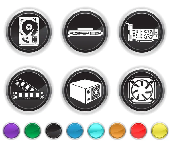 Componentes de la computadora, cada icono de color se establece en una capa diferente — Vector de stock