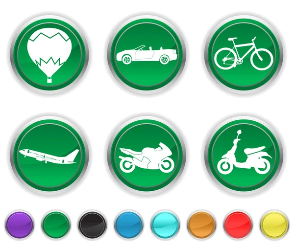 Iconos de transporte, cada icono de color se establece en una capa diferente — Archivo Imágenes Vectoriales