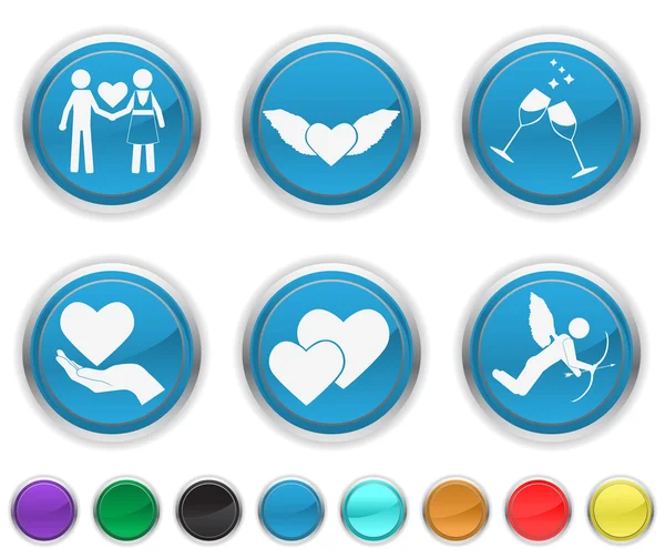 Saint Valentin, chaque icône de couleur est définie sur un calque différent — Image vectorielle