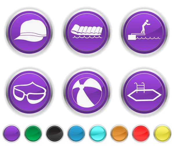 Urlaubs-Symbole, jedes Farb-Symbol wird auf einer anderen Ebene gesetzt — Stockvektor