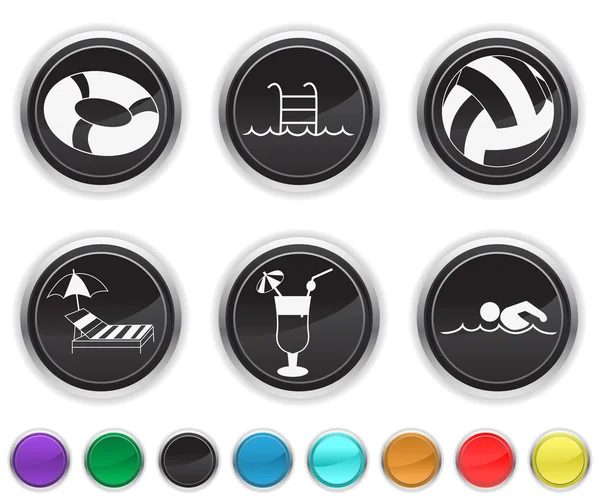 Vacation icons,each color icon is set on a different layer — Stock Vector