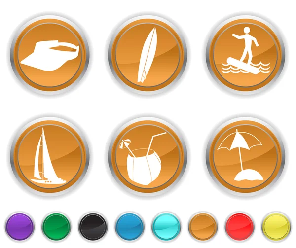 Iconos de vacaciones, cada icono de color se establece en una capa diferente — Archivo Imágenes Vectoriales