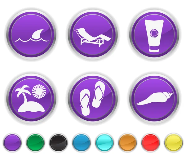 Ícones de férias, cada ícone de cor é definido em uma camada diferente —  Vetores de Stock
