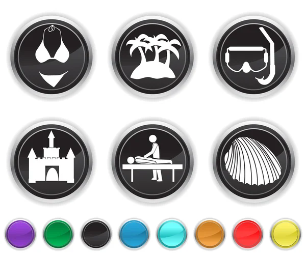 Urlaubs-Symbole, jedes Farb-Symbol wird auf einer anderen Ebene gesetzt — Stockvektor