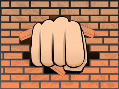 Breaking a wall of brick clipart