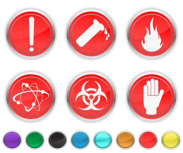 Tehlikeyi simgeler, her renk Icons set farklı bir katmanda Stok Illüstrasyon