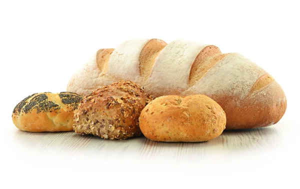 Композиція з хлібом і рулетами — стокове фото