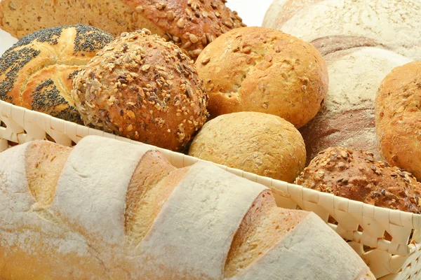 Samenstelling met brood en broodjes — Stockfoto