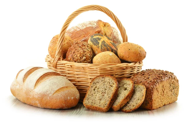 Composição com pão e rolos — Fotografia de Stock