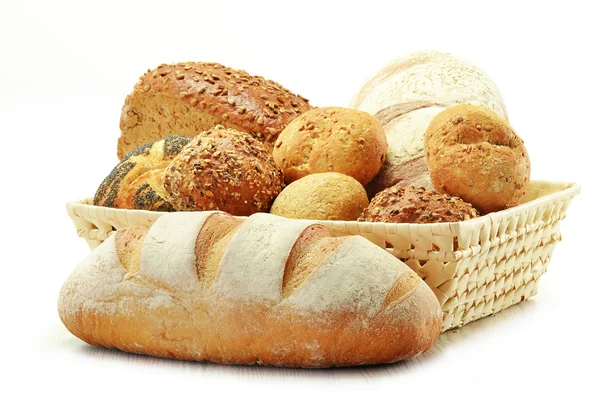 Samenstelling met brood en broodjes — Stockfoto