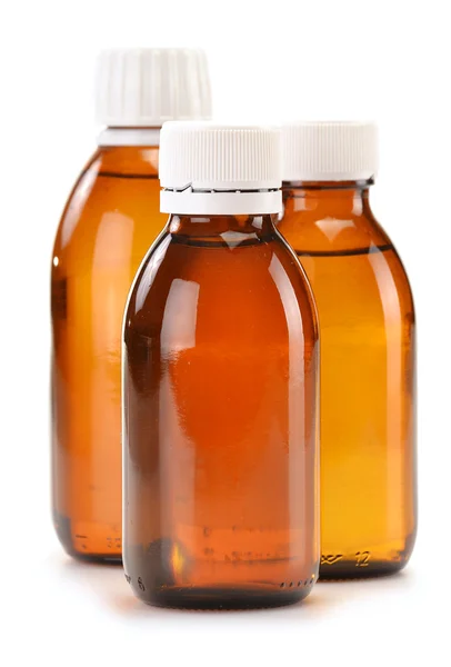 白い背景の上のシロップ薬の瓶 — ストック写真