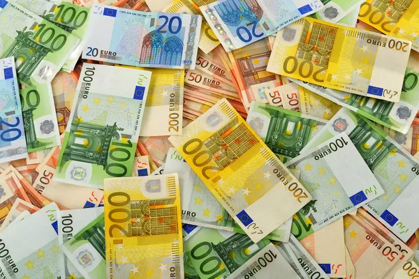Složení s eurobankovkami — Stock fotografie