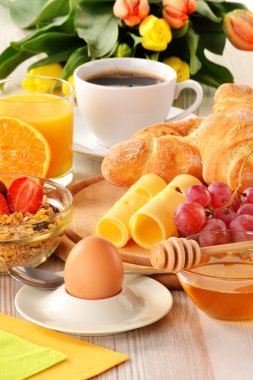 Composition with breakfast on the table clipart