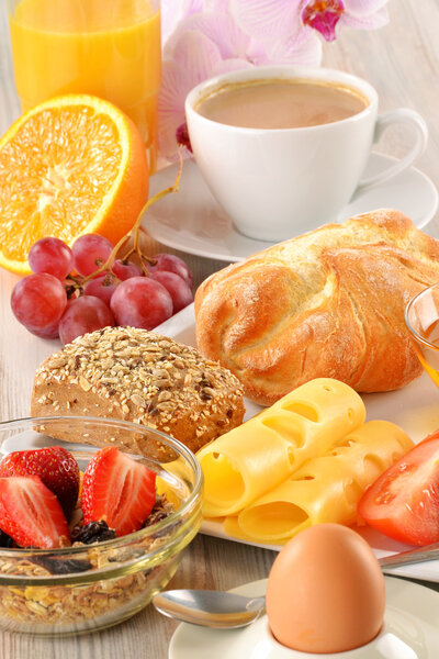 Composition with breakfast on the table