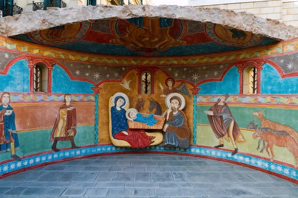 Syntymäaika kohtaus; Jeesus Kristus, Maria ja Josef — kuvapankkivalokuva