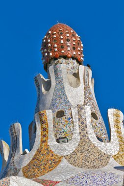 Detail of the main entrance building at Parc Guell, clipart