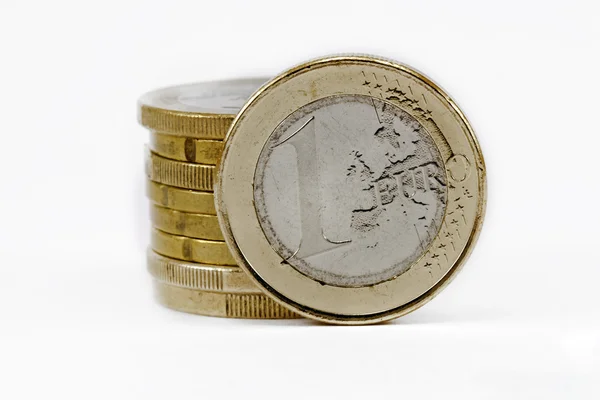 Two coins euros stacks — Stock Photo, Image