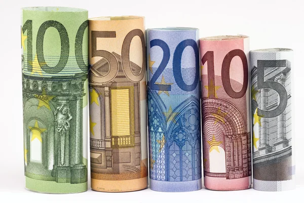 Rolos de vários Euro — Fotografia de Stock