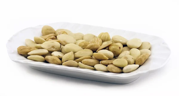 Peeled hazelnuts and almonds — Stock Photo, Image