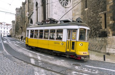 Yellow Lisbon tram 28 clipart