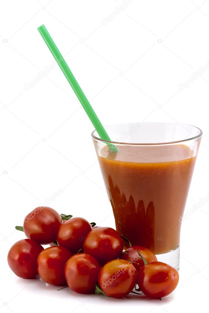 Tomatoes juice and group from tomatoes