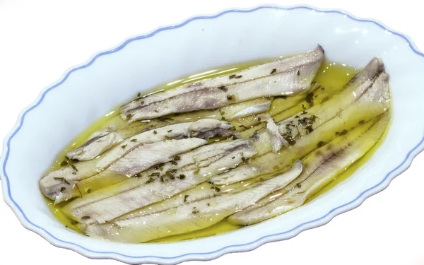 Una pila de anchoas en vinagre — Foto de Stock