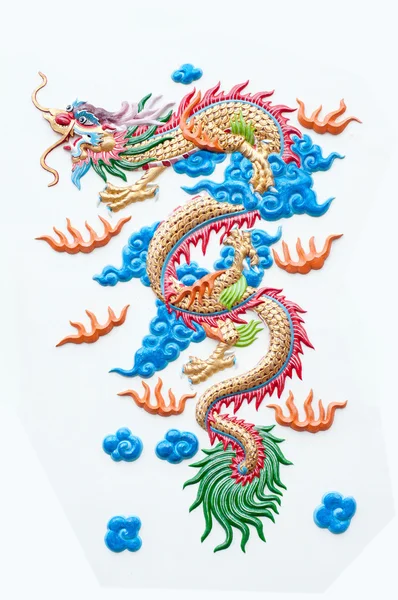 Chinese dragon - stone carving isolate on white background — Stock Photo, Image