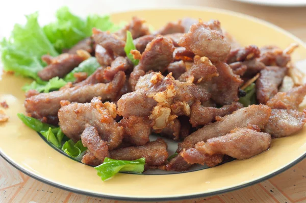 Fried pork on dish — Stok fotoğraf