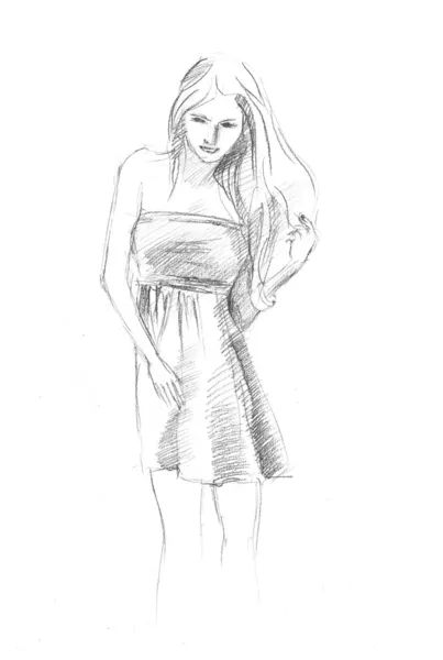 Ein Mädchen in einem kleinen Kleid Stockbild