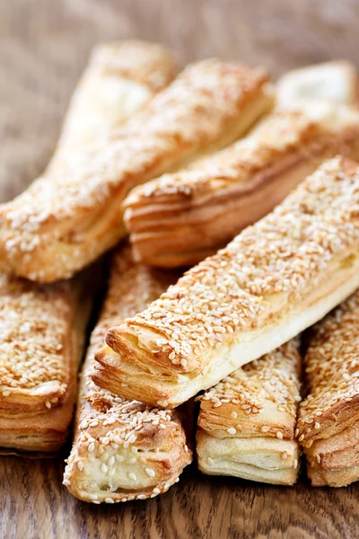 stock image A delicious bread for breakfast on a wooden table