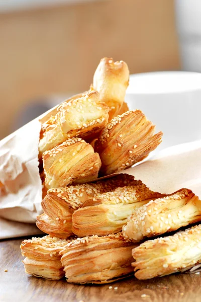 stock image A delicious bread for breakfast on a wooden table