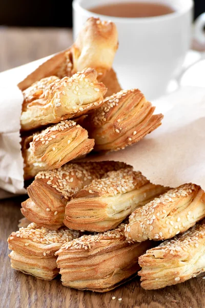 stock image A delicious bread for breakfast on a wooden table