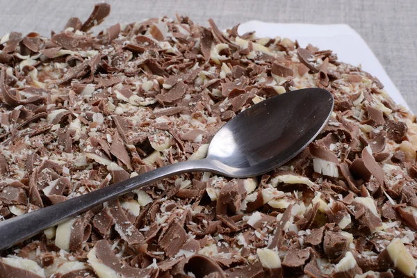 Hecho en casa pastel espolvoreado con chocolate —  Fotos de Stock