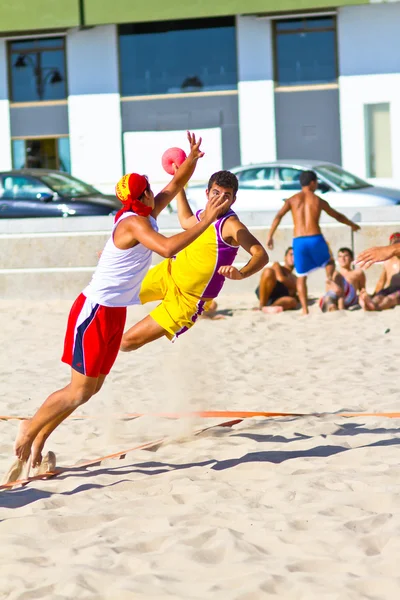 stock image Match of the 19th league of beach handball, Cadiz