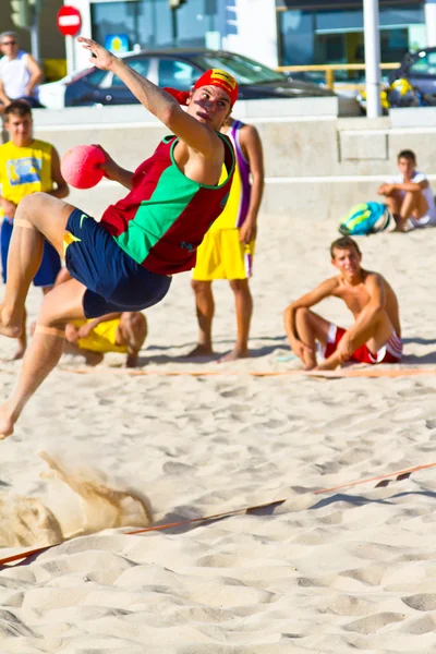 stock image Match of the 19th league of beach handball, Cadiz