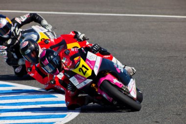 Ivan Moreno pilot of Moto2 of the CEV Championship clipart